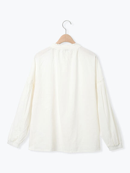 袖シャーリングギャザーブラウス（オフホワイト/ブラック/サックスブルー）｜Samansa Mos2（サマンサ モスモス）通販