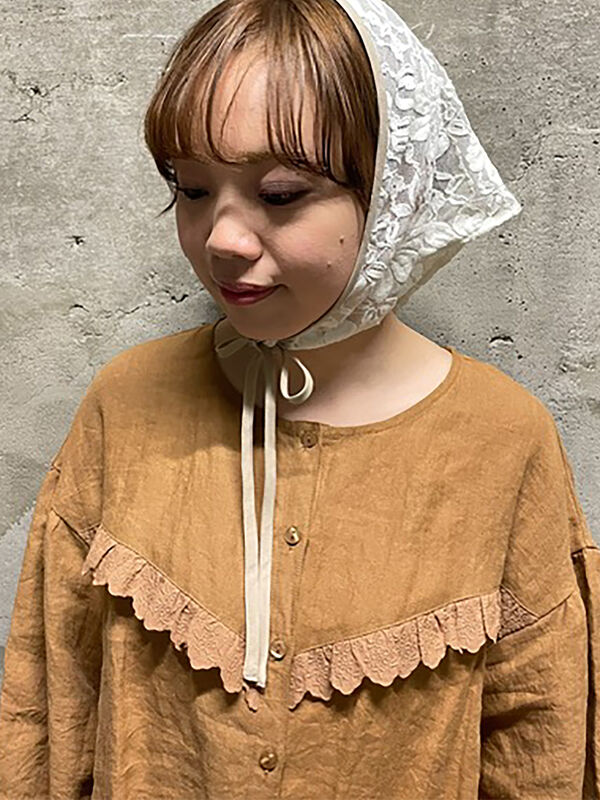 サマンサモスモスモスモスルミネ立川店限定商品　バブーシュカ付エトワールブラウス 立川店/EC限定】リネンバブーシュカ付エトワールブラウス（ブラック