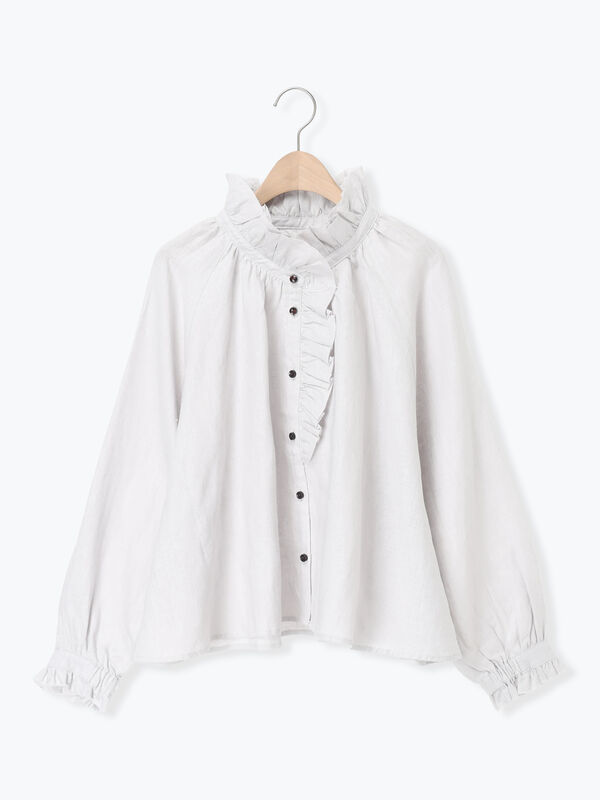 立川店/EC限定】リネンエフォートレスブラウス（オフホワイト/ブラック