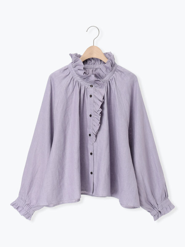 立川店/EC限定】リネンエフォートレスブラウス（オフホワイト/ブラック