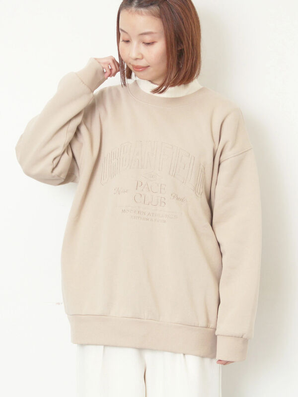 セール】 裏起毛ロゴ刺繍スウェット（グレー/ベージュ/サックスブルー