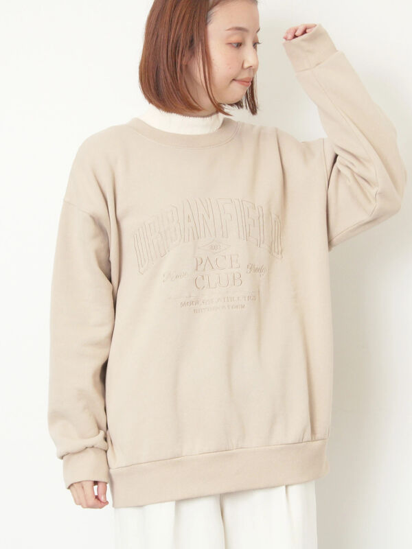 セール】 裏起毛ロゴ刺繍スウェット（グレー/ベージュ/サックスブルー