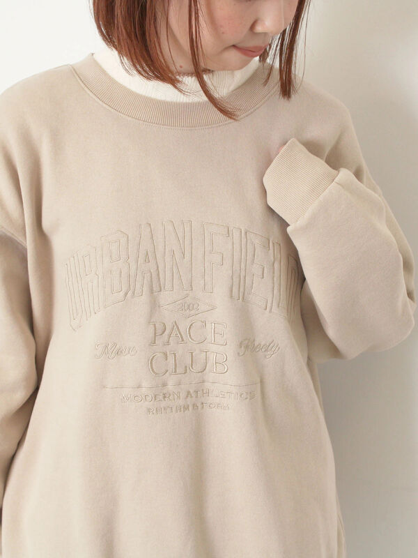 裏起毛ロゴ刺繍スウェット（グレー/ベージュ/サックスブルー/トップス