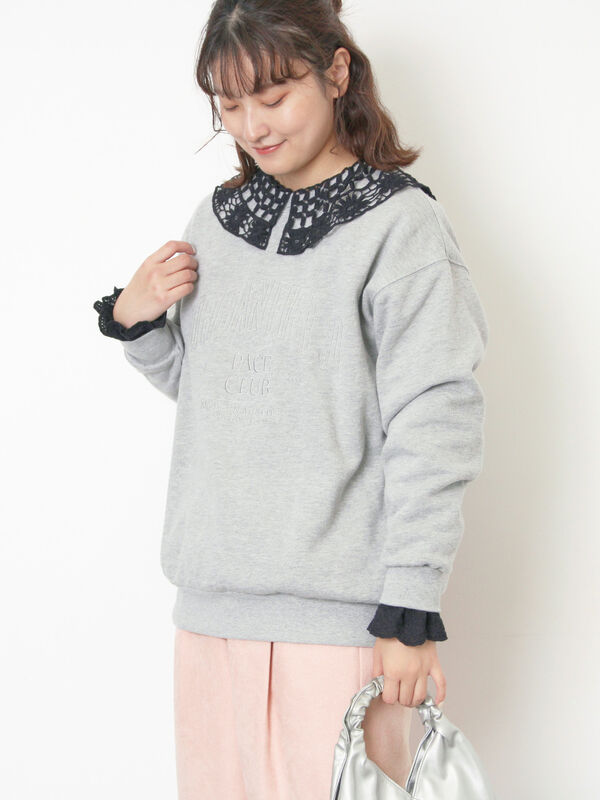 セール】 裏起毛ロゴ刺繍スウェット（グレー/ベージュ/サックスブルー