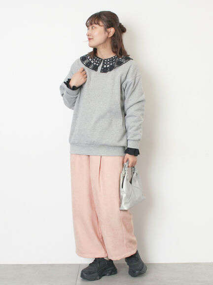 裏起毛ロゴ刺繍スウェット（グレー/ベージュ/サックスブルー）｜Samansa Mos2（サマンサ モスモス）通販