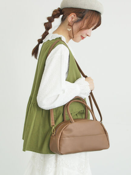 【2WAY】ボストンショルダーバッグ（ブラック/モカ）｜Samansa Mos2（サマンサ モスモス）通販