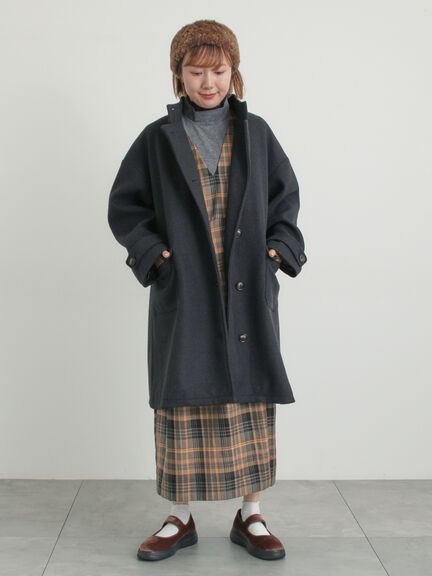 ウールライクスタンドネックコート（チャコールグレー/ピンク/ベージュ/モカ）｜Samansa Mos2（サマンサ モスモス）通販