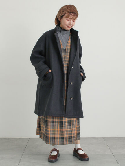 ウールライクスタンドネックコート（チャコールグレー/ピンク/ベージュ/モカ）｜Samansa Mos2（サマンサ モスモス）通販
