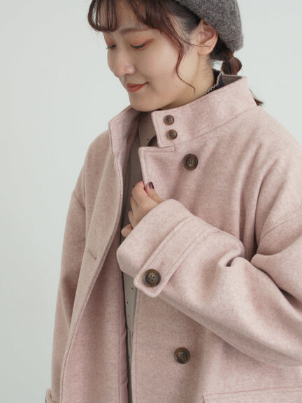 ウールライクスタンドネックコート（チャコールグレー/ピンク/ベージュ/モカ）｜Samansa Mos2（サマンサ モスモス）通販