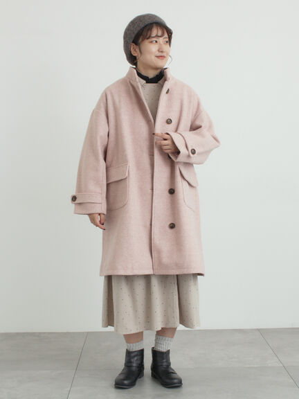ウールライクスタンドネックコート（チャコールグレー/ピンク/ベージュ/モカ）｜Samansa Mos2（サマンサ モスモス）通販