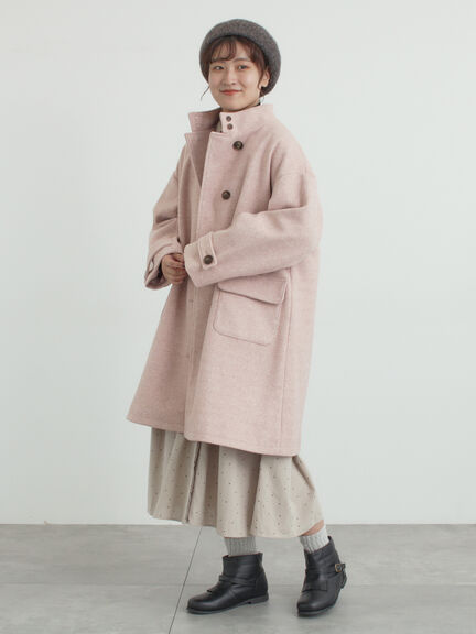 ウールライクスタンドネックコート（チャコールグレー/ピンク/ベージュ/モカ）｜Samansa Mos2（サマンサ モスモス）通販