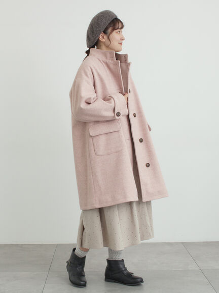 ウールライクスタンドネックコート（チャコールグレー/ピンク/ベージュ/モカ）｜Samansa Mos2（サマンサ モスモス）通販