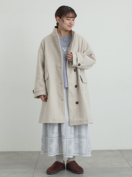 ウールライクスタンドネックコート（チャコールグレー/ピンク/ベージュ/モカ）｜Samansa Mos2（サマンサ モスモス）通販