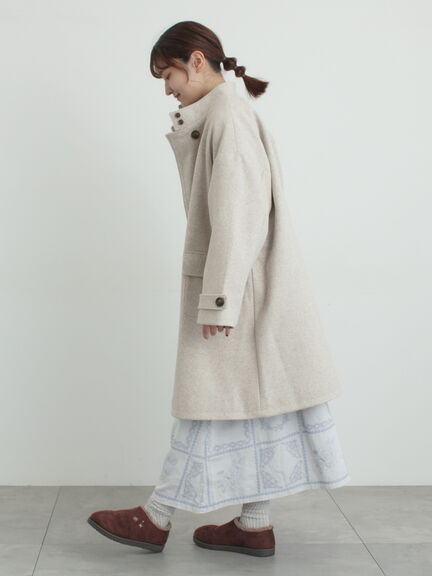ウールライクスタンドネックコート（チャコールグレー/ピンク/ベージュ/モカ）｜Samansa Mos2（サマンサ モスモス）通販