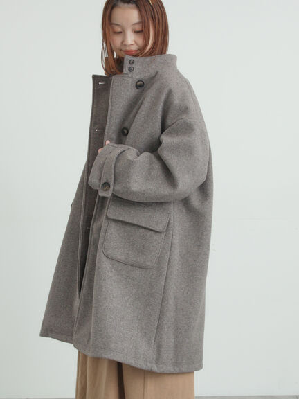 ウールライクスタンドネックコート（チャコールグレー/ピンク/ベージュ/モカ）｜Samansa Mos2（サマンサ モスモス）通販