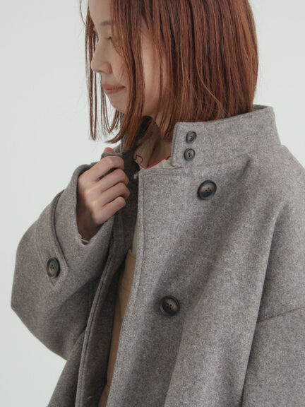 ウールライクスタンドネックコート（チャコールグレー/ピンク/ベージュ/モカ）｜Samansa Mos2（サマンサ モスモス）通販