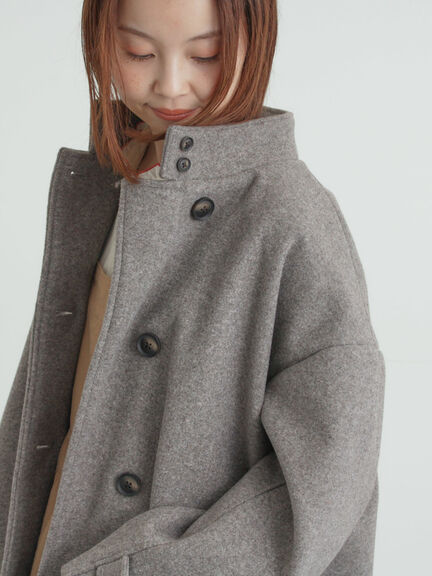 ウールライクスタンドネックコート（チャコールグレー/ピンク/ベージュ/モカ）｜Samansa Mos2（サマンサ モスモス）通販