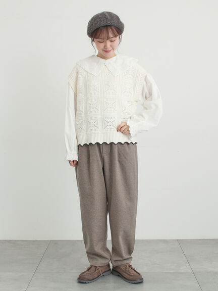 クロシェ風配色ニットベスト（オフホワイト/ブラック/ベージュ）｜Samansa Mos2（サマンサ モスモス）通販