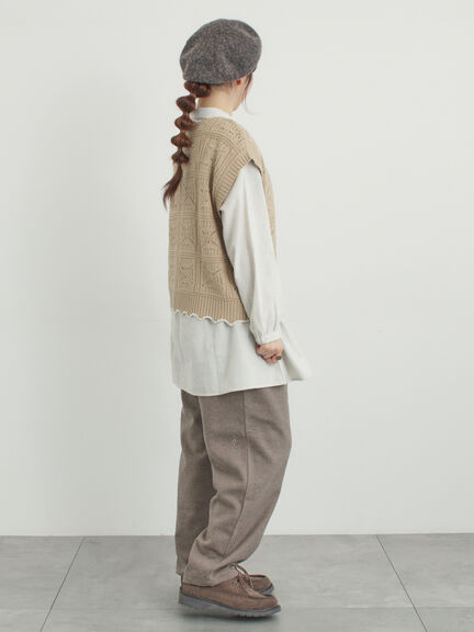 クロシェ風配色ニットベスト（オフホワイト/ブラック/ベージュ）｜Samansa Mos2（サマンサ モスモス）通販