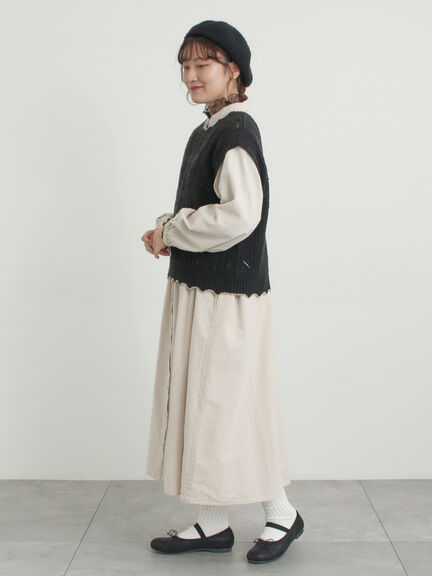 クロシェ風配色ニットベスト（オフホワイト/ブラック/ベージュ）｜Samansa Mos2（サマンサ モスモス）通販