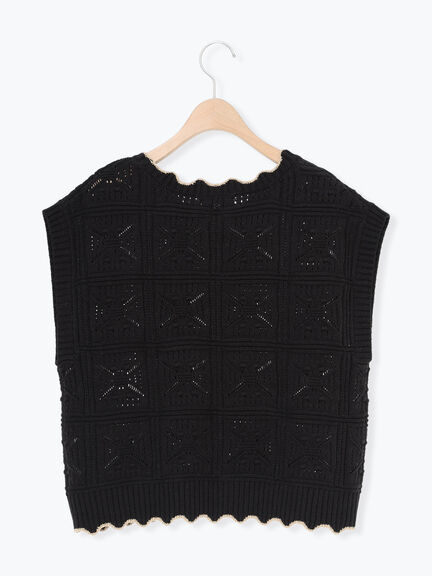 クロシェ風配色ニットベスト（オフホワイト/ブラック/ベージュ）｜Samansa Mos2（サマンサ モスモス）通販