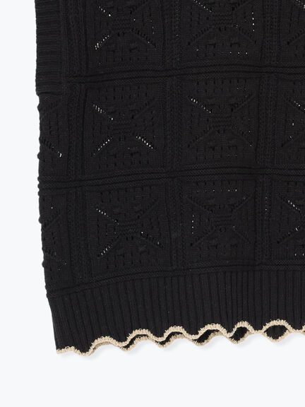 クロシェ風配色ニットベスト（オフホワイト/ブラック/ベージュ）｜Samansa Mos2（サマンサ モスモス）通販