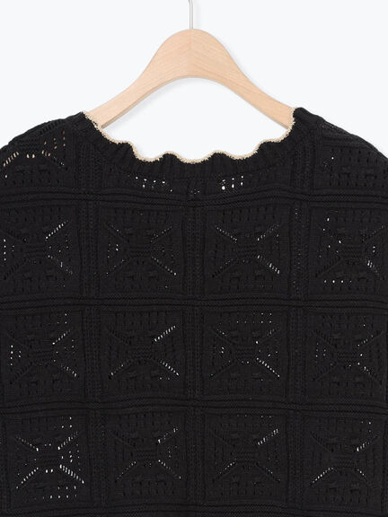 クロシェ風配色ニットベスト（オフホワイト/ブラック/ベージュ）｜Samansa Mos2（サマンサ モスモス）通販