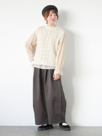 前後2WAYパッチワークニットベスト（チャコールグレー/グリーン/キナリ）｜Samansa Mos2（サマンサ モスモス）通販