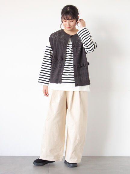 前後2WAYパッチワークニットベスト（チャコールグレー/グリーン/キナリ）｜Samansa Mos2（サマンサ モスモス）通販