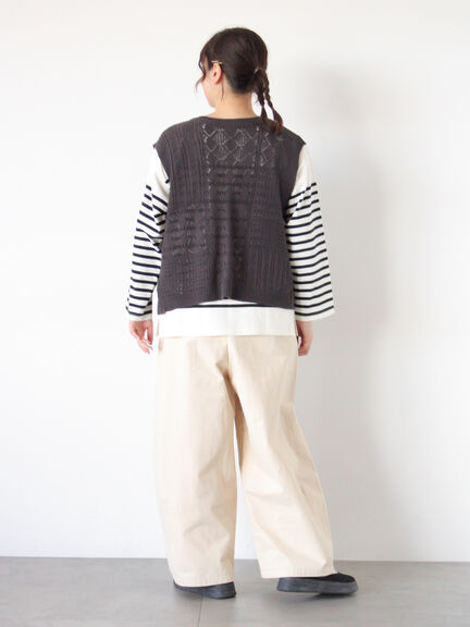 前後2WAYパッチワークニットベスト（チャコールグレー/グリーン/キナリ）｜Samansa Mos2（サマンサ モスモス）通販