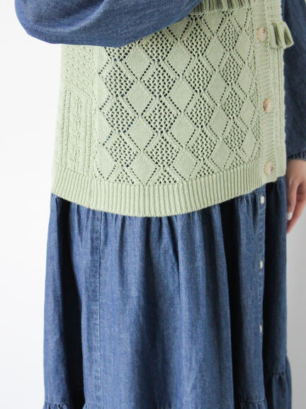 前後2WAYパッチワークニットベスト（チャコールグレー/グリーン/キナリ）｜Samansa Mos2（サマンサ モスモス）通販