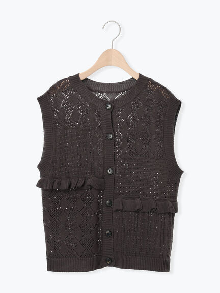 前後2WAYパッチワークニットベスト（チャコールグレー/グリーン/キナリ）｜Samansa Mos2（サマンサ モスモス）通販