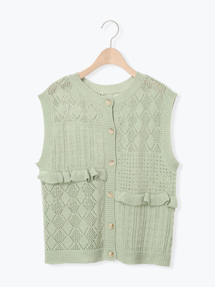 前後2WAYパッチワークニットベスト（チャコールグレー/グリーン/キナリ）｜Samansa Mos2（サマンサ モスモス）通販