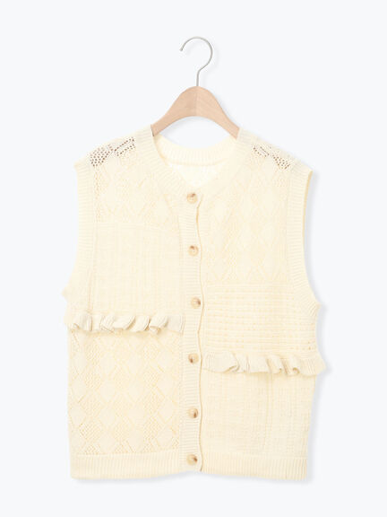 前後2WAYパッチワークニットベスト（チャコールグレー/グリーン/キナリ）｜Samansa Mos2（サマンサ モスモス）通販