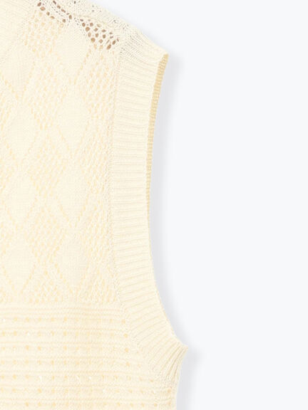 前後2WAYパッチワークニットベスト（チャコールグレー/グリーン/キナリ）｜Samansa Mos2（サマンサ モスモス）通販