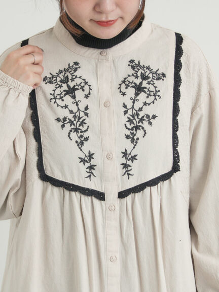 【S/Mサイズ】切替配色刺繍ワンピース（ブラック/ベージュ/モカ）｜Samansa Mos2（サマンサ モスモス）通販