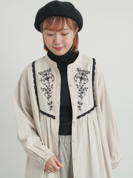 【S/Mサイズ】切替配色刺繍ワンピース（ブラック/ベージュ/モカ）｜Samansa Mos2（サマンサ モスモス）通販