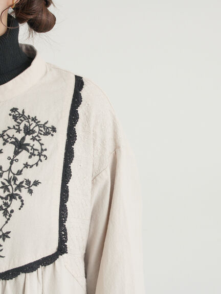 【S/Mサイズ】切替配色刺繍ワンピース（ブラック/ベージュ/モカ）｜Samansa Mos2（サマンサ モスモス）通販