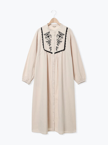 【S/Mサイズ】切替配色刺繍ワンピース（ブラック/ベージュ/モカ）｜Samansa Mos2（サマンサ モスモス）通販