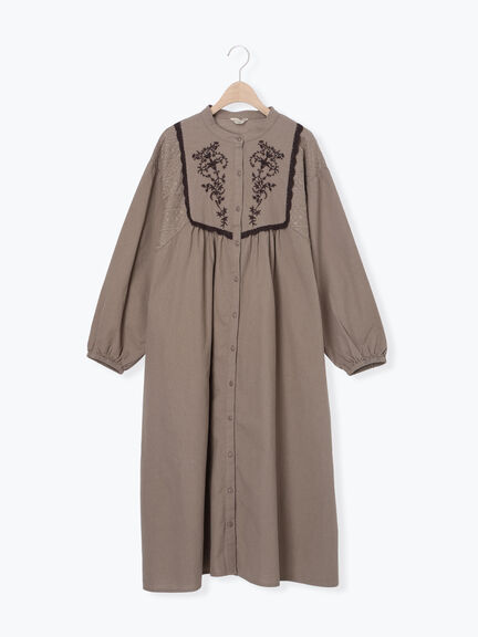 【S/Mサイズ】切替配色刺繍ワンピース（ブラック/ベージュ/モカ）｜Samansa Mos2（サマンサ モスモス）通販