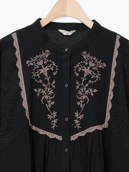 【S/Mサイズ】切替配色刺繍ワンピース（ブラック/ベージュ/モカ）｜Samansa Mos2（サマンサ モスモス）通販