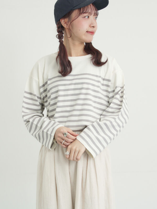 パネルボーダーバスクシャツ（グレー）｜Samansa Mos2（サマンサ モスモス）通販