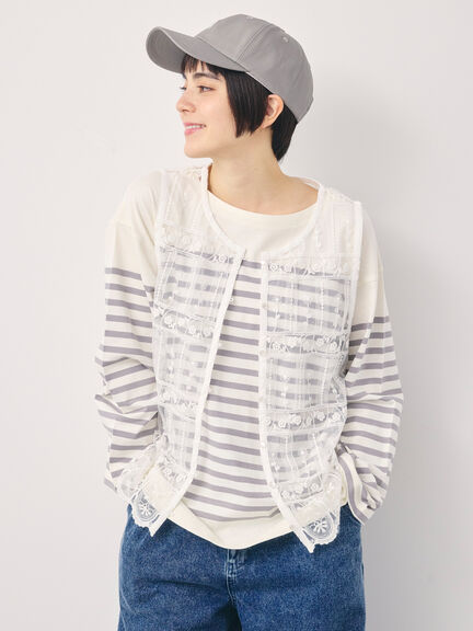 パネルボーダーバスクシャツ（グレー/ブラック/ピンク/イエロー）｜Samansa Mos2（サマンサ モスモス）通販