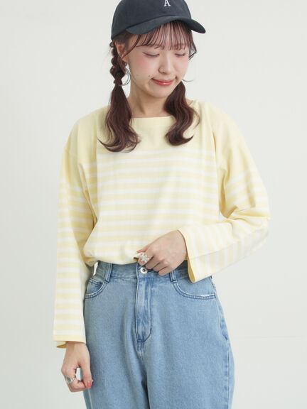 パネルボーダーバスクシャツ（グレー/ブラック/ピンク/イエロー）｜Samansa Mos2（サマンサ モスモス）通販