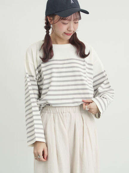 パネルボーダーバスクシャツ（グレー/ブラック/ピンク/イエロー）｜Samansa Mos2（サマンサ モスモス）通販