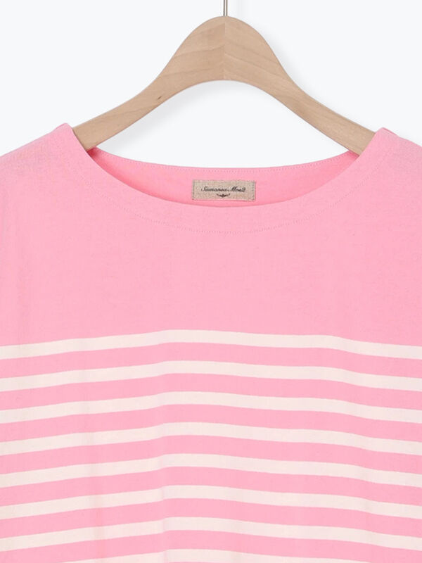 フランス製ウール50% ピンク×オフホワイト Outil ボーダーバスクシャツ フランス製ウール50% ピンク×オフホワイト Outil ボーダーバスクシャツ