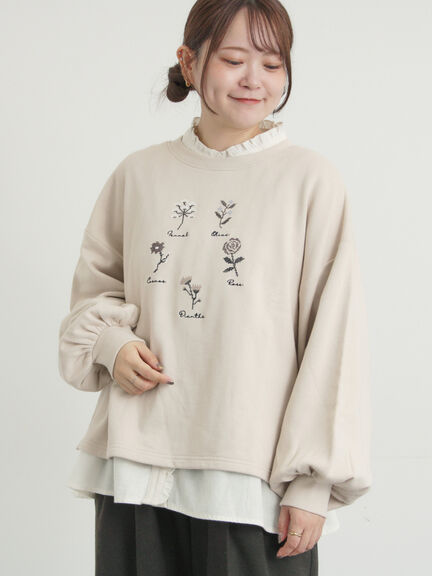 クロスステッチフラワー刺繍スウェット（オレンジ/ダークブラウン/キナリ）｜Samansa Mos2（サマンサ モスモス）通販