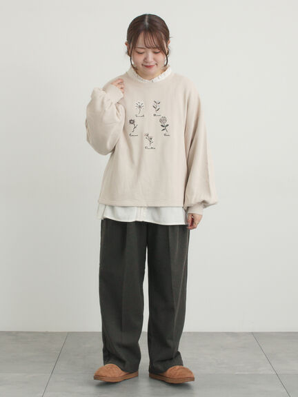 クロスステッチフラワー刺繍スウェット（オレンジ/ダークブラウン/キナリ）｜Samansa Mos2（サマンサ モスモス）通販