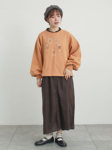 クロスステッチフラワー刺繍スウェット（オレンジ/ダークブラウン/キナリ）｜Samansa Mos2（サマンサ モスモス）通販