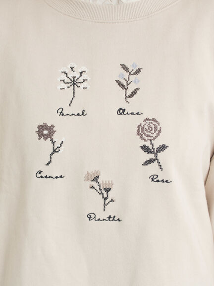 クロスステッチフラワー刺繍スウェット（オレンジ/ダークブラウン/キナリ）｜Samansa Mos2（サマンサ モスモス）通販